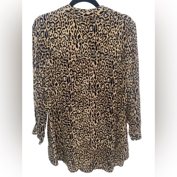 ZARA Leopard Animal Print Long Sleeve Button Blouse L - Picture 2 of 3
